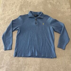 Polo Ralph Lauren Pullover 1/4 Zip Long Sleeve Casual Top Blue Mens Medium‎